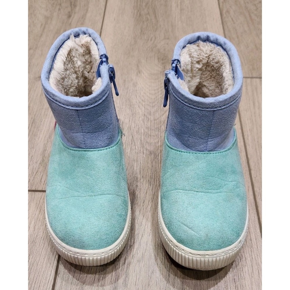 Cat & Jack Girls Pastel Multi-Colored Faux Fur Lined Boots Size 8 Zip Up